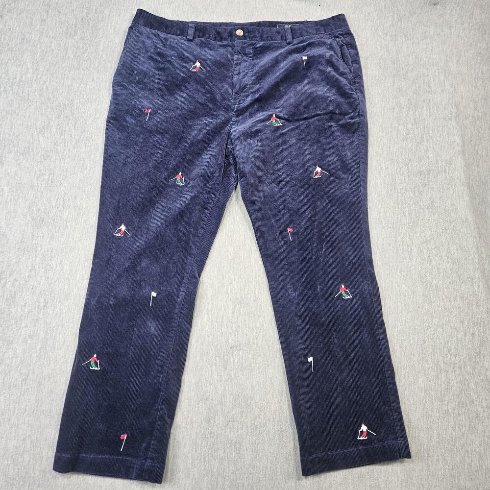 Vineyard Vines Pants Mens 42x30 Blue Corduroy Classic Chino Embroidered Skiers